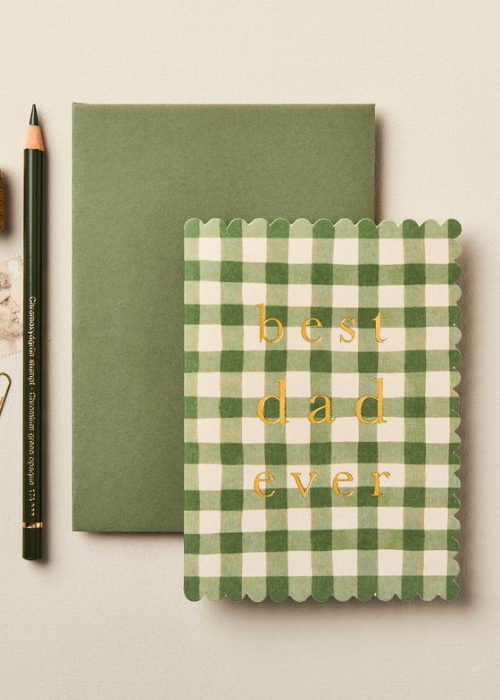 Green Gingham 'Best Dad Ever' Card