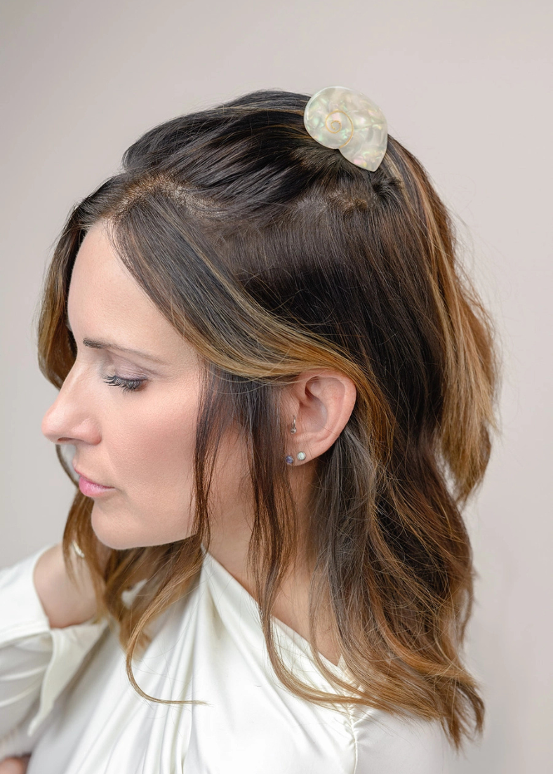 Winona Irene Sea Shell Opal Acetate Mini Hair Claw Clip