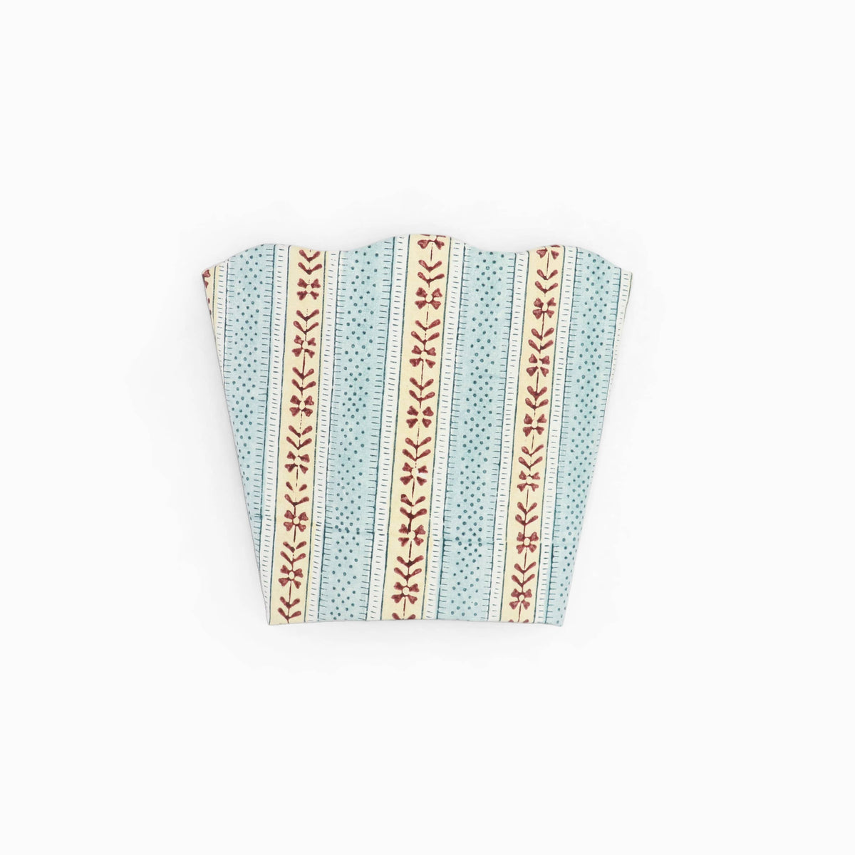 Block Printed Scalloped Pen Pot - Sky