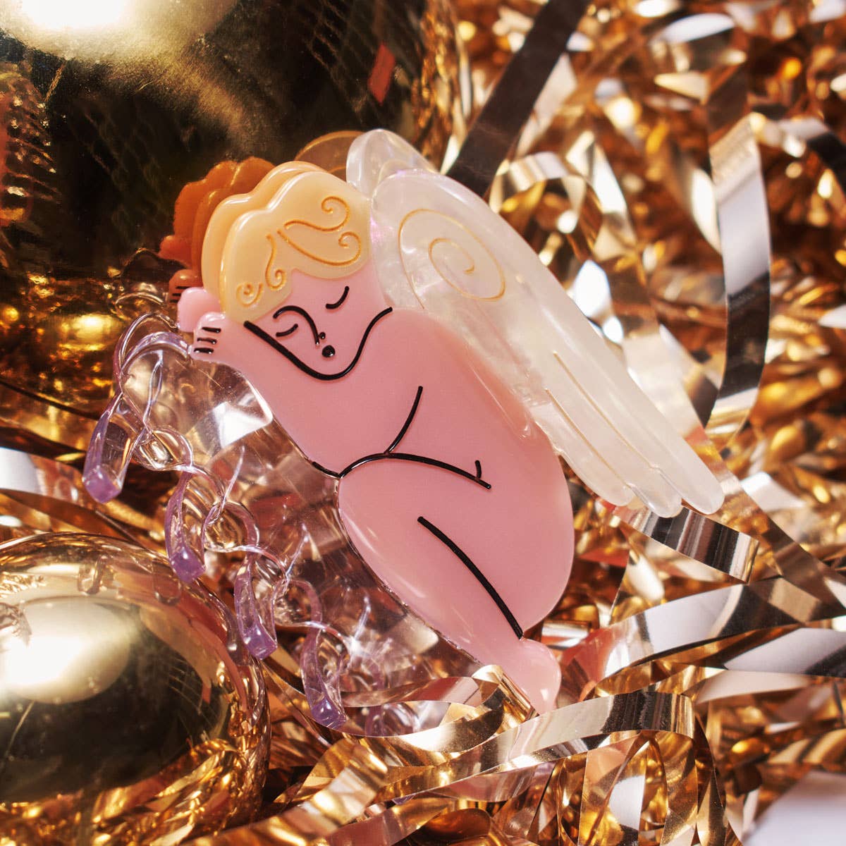 Cherub Claw Gold - Acetate Cute Angel Hair Clip