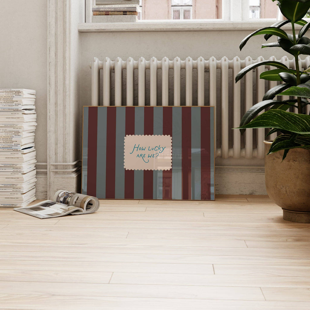 Lune Club - How Lucky Are We Striped Print - Blue / Brown A4