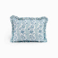 Block Printed Ruffled Cushion Cover - Blooming Trellis Indigo