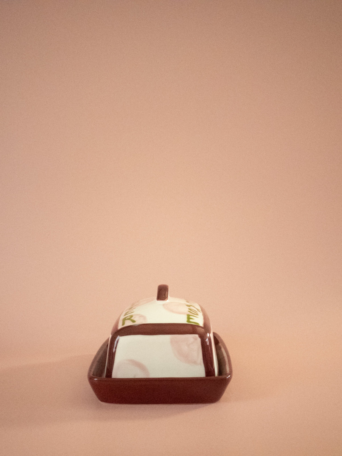 Tatiana Alida polka dot butter dish, side view