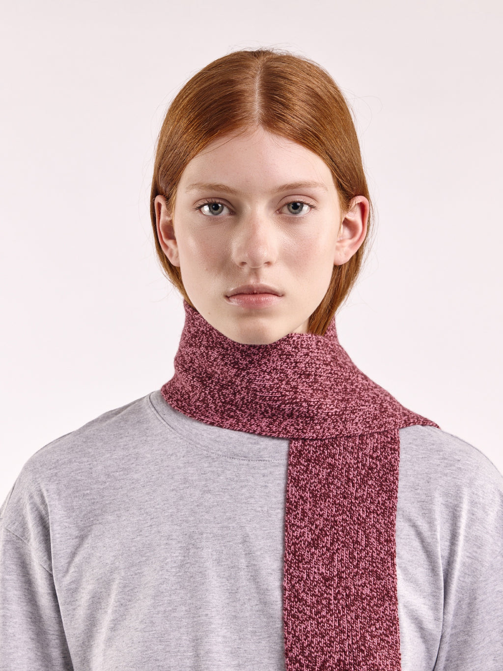 Cloimh - Mini Soft Wool Scarf - Burgundy & Pink Marl