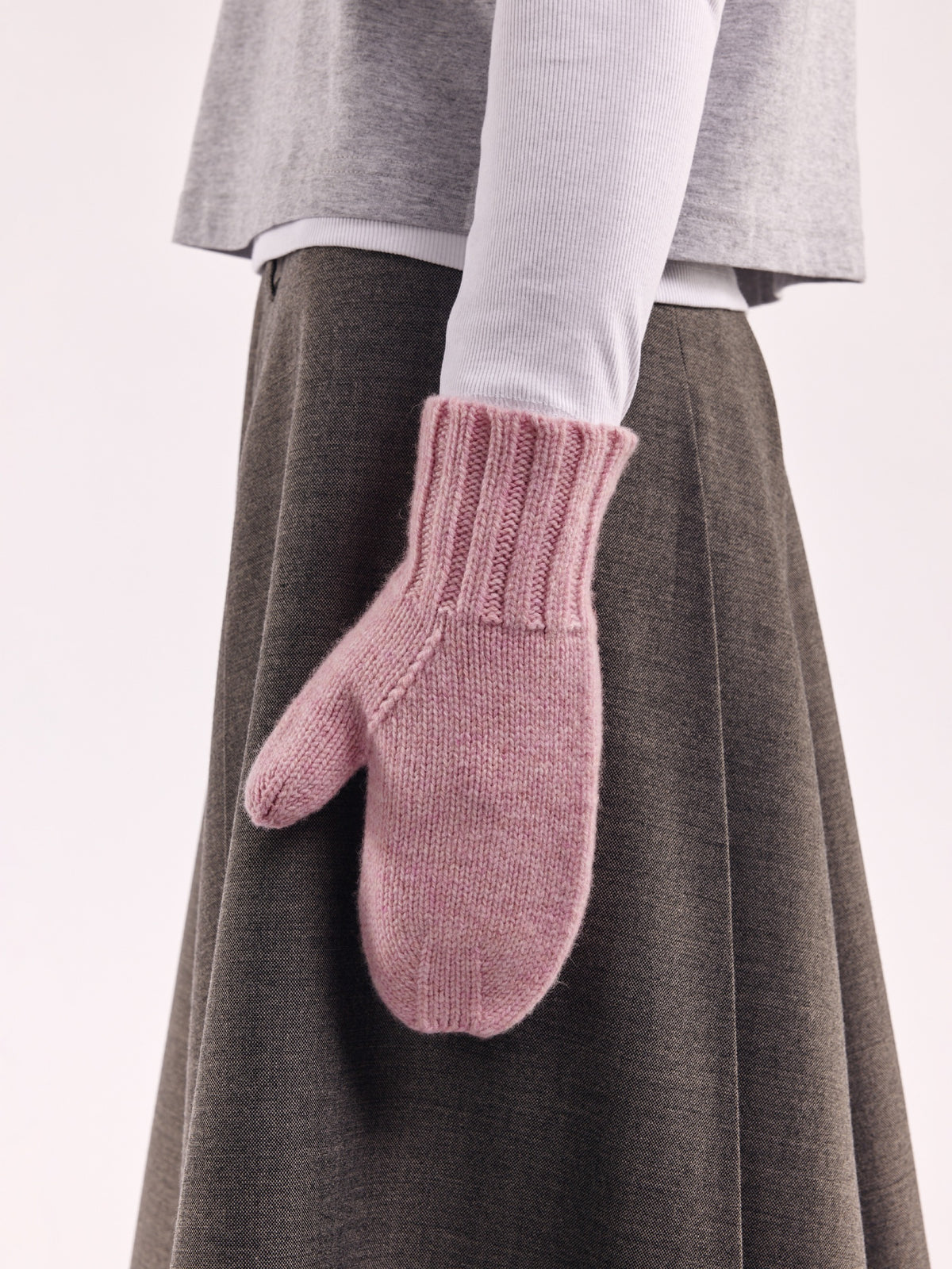 Cloimh - Oversized Wool Mittens - Rose