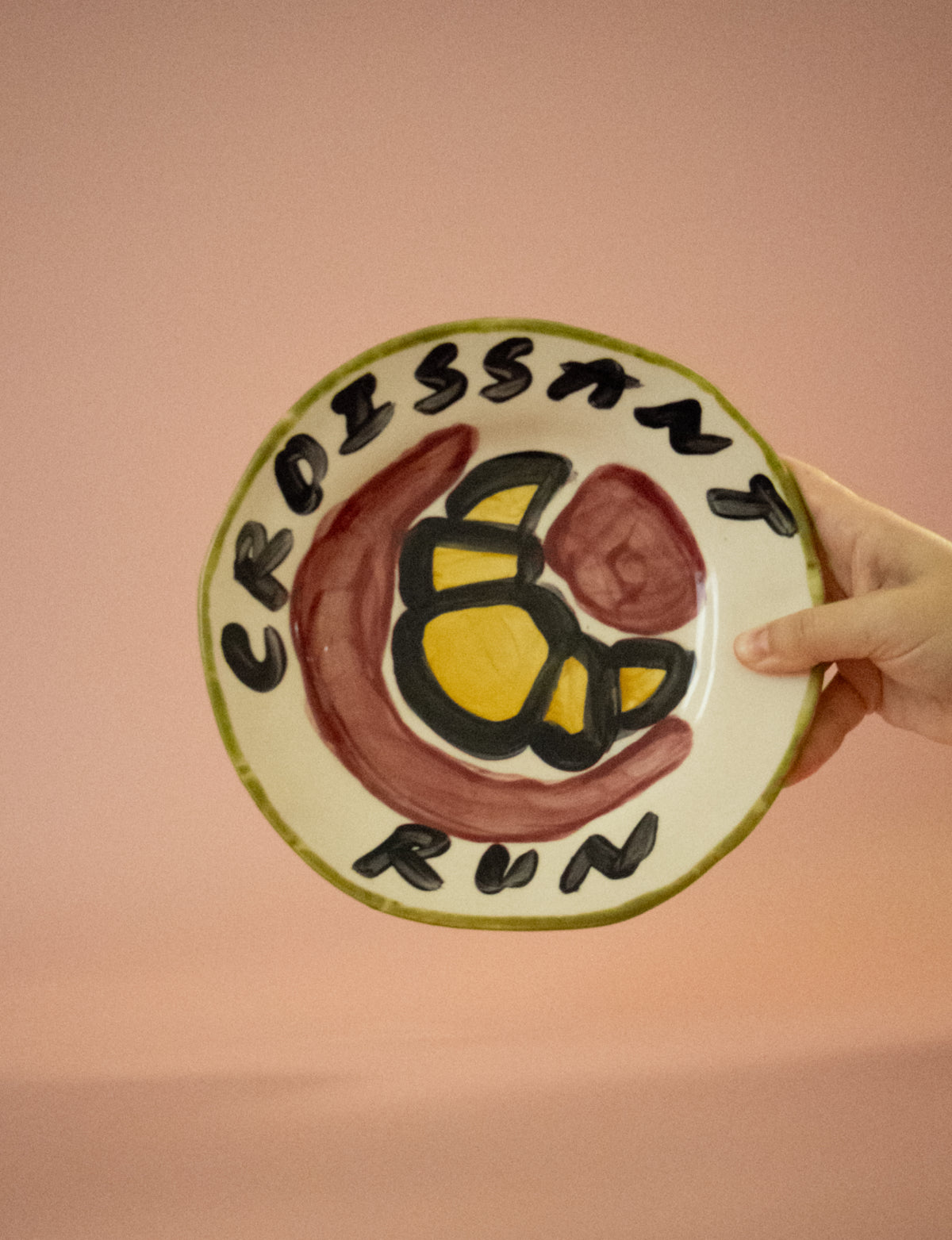 Tatiana Alida hand-painted Croissant Run breakfast plate