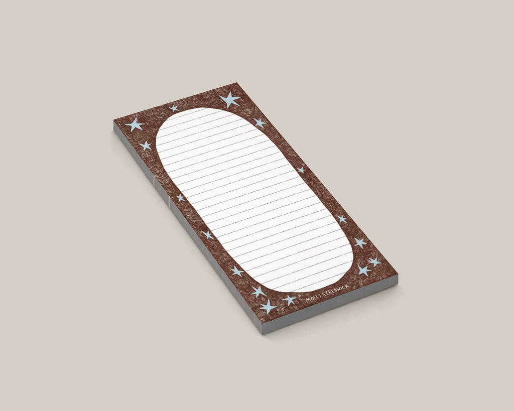 Molly Stredwick - Brown Border & Blue Stars Notepad