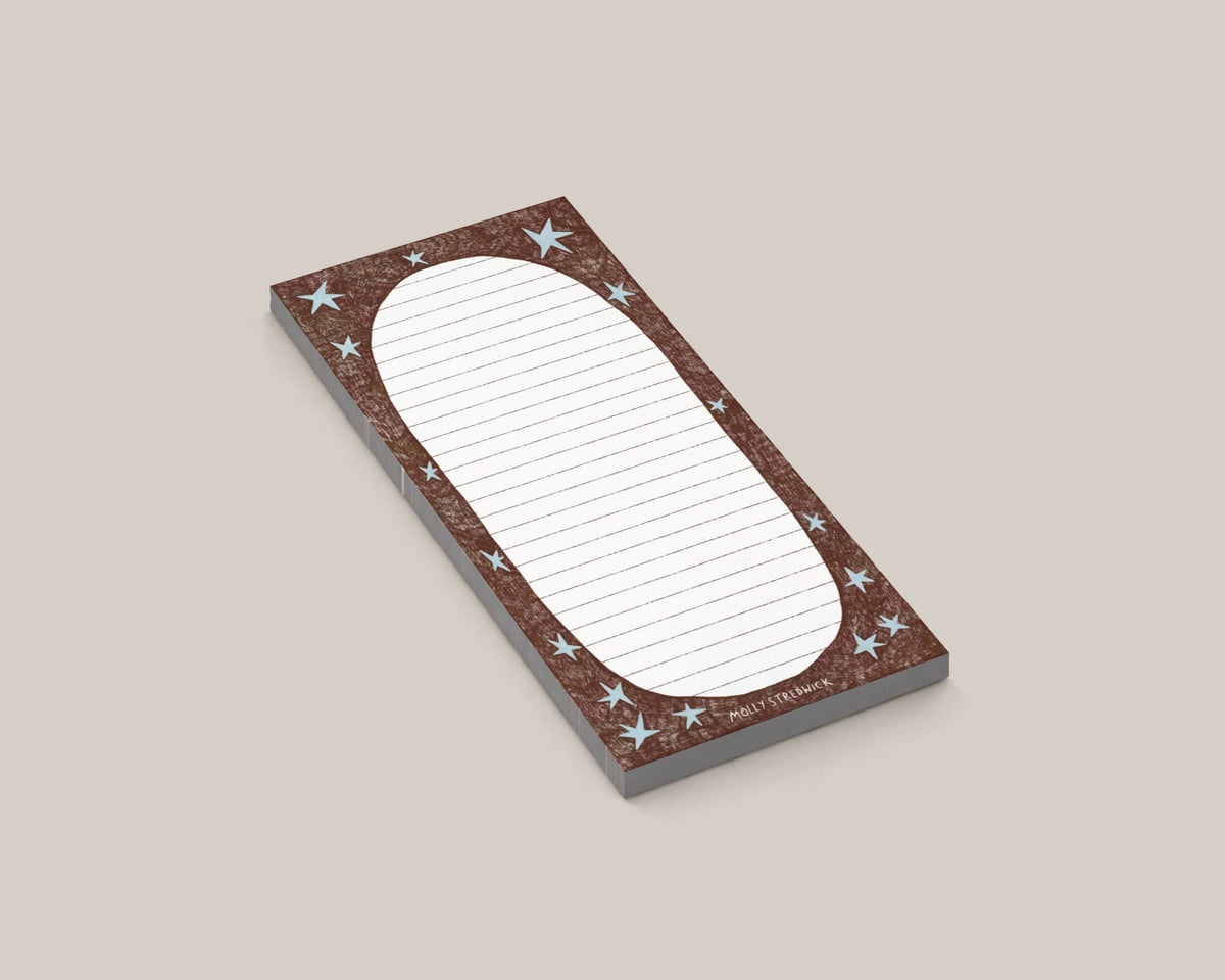 Molly Stredwick - Brown Border & Blue Stars Notepad