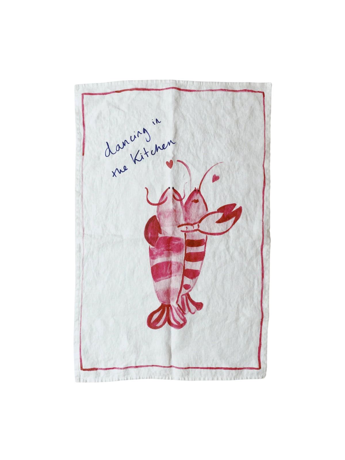 Dinette - Kitchen Dancing - Lobster Print Linen Teatowel