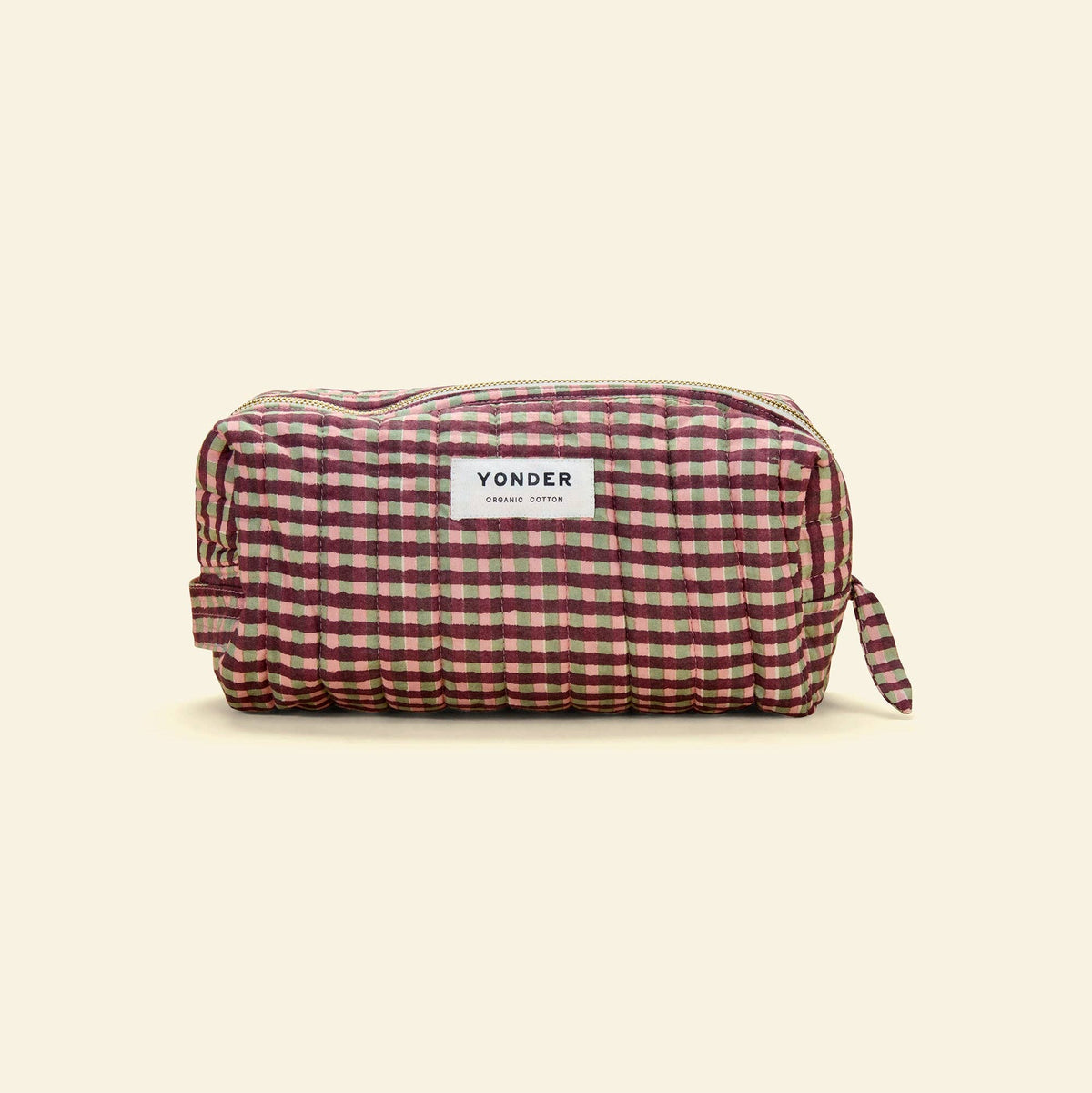 YONDER. - Medium Quilted Wash Bag - Gingham Peppermint