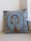 Saffy McNamara - Reversible Folk Cushion - Blue & Brown