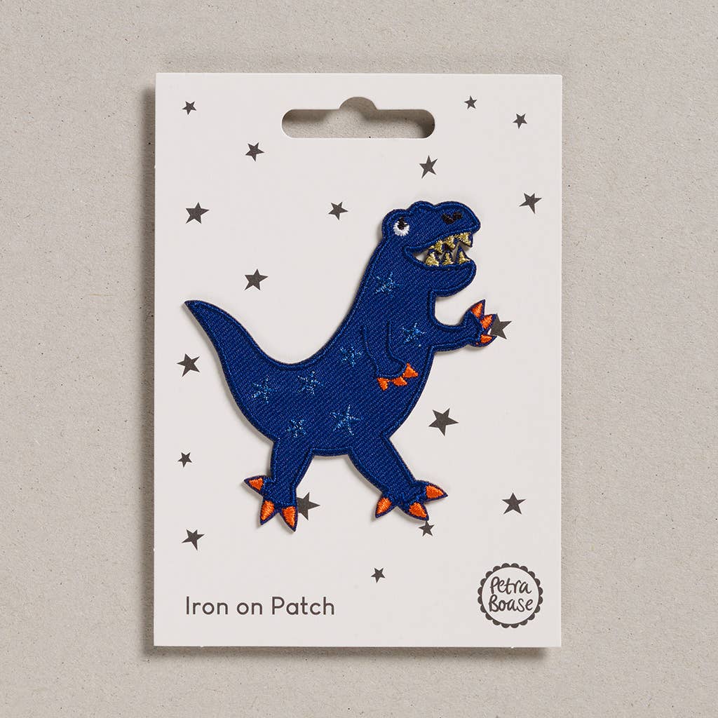 Petra Boase - Blue Dinosaur Iron-On Embroidered Patch