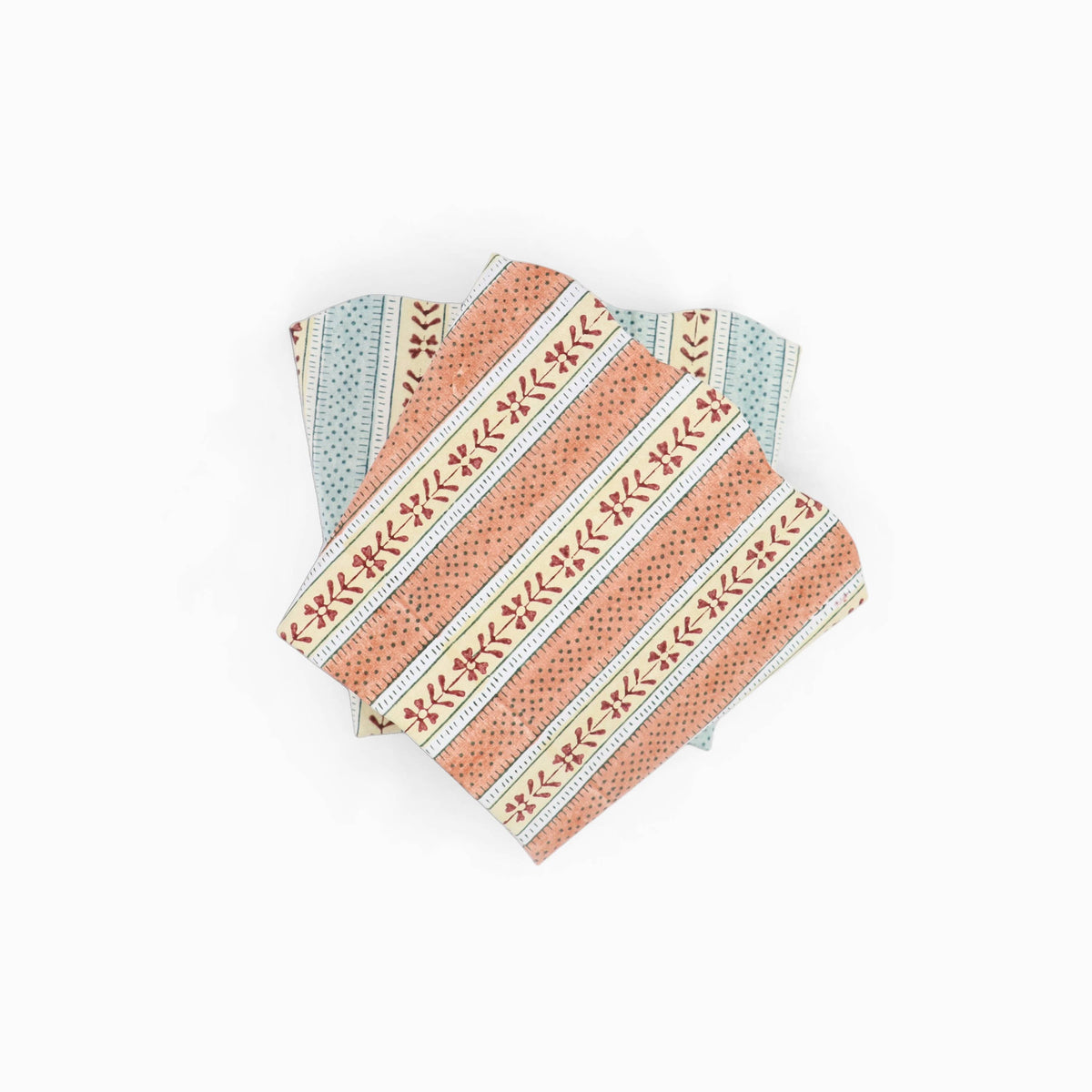 Block Printed Scalloped Pen Pot - Brick Red