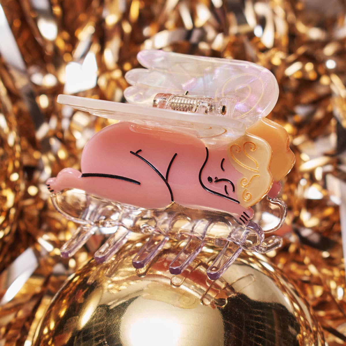 Cherub Claw Gold - Acetate Cute Angel Hair Clip