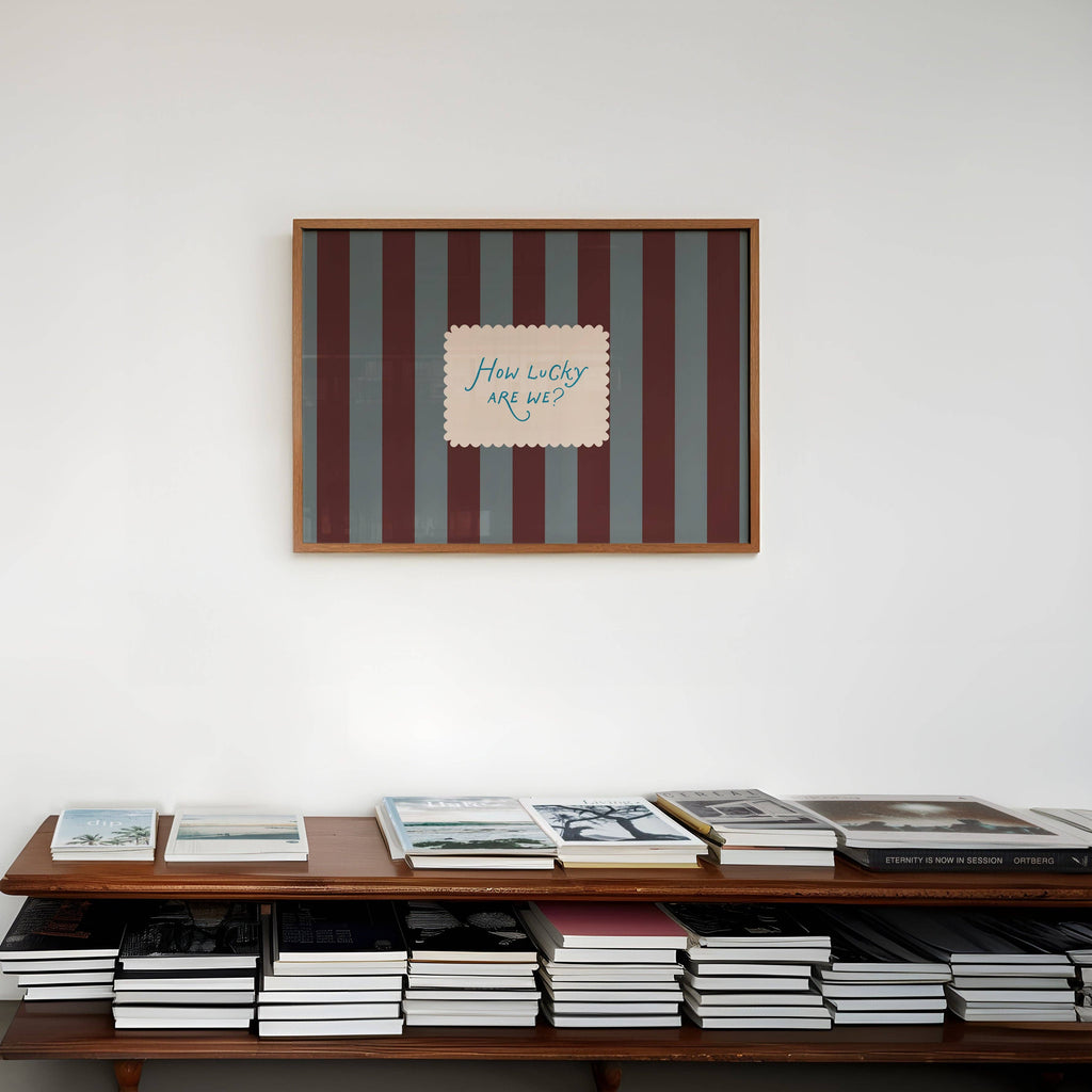 Lune Club - How Lucky Are We Striped Print - Blue / Brown A4