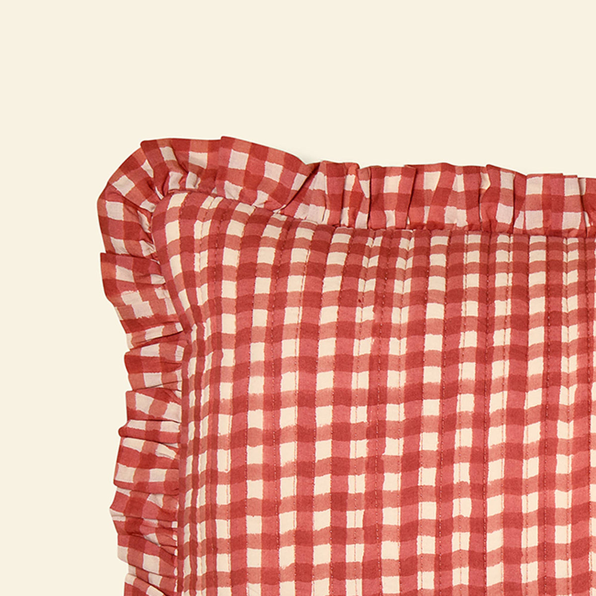 YONDER. Gingham Ginger cushion, alternate view