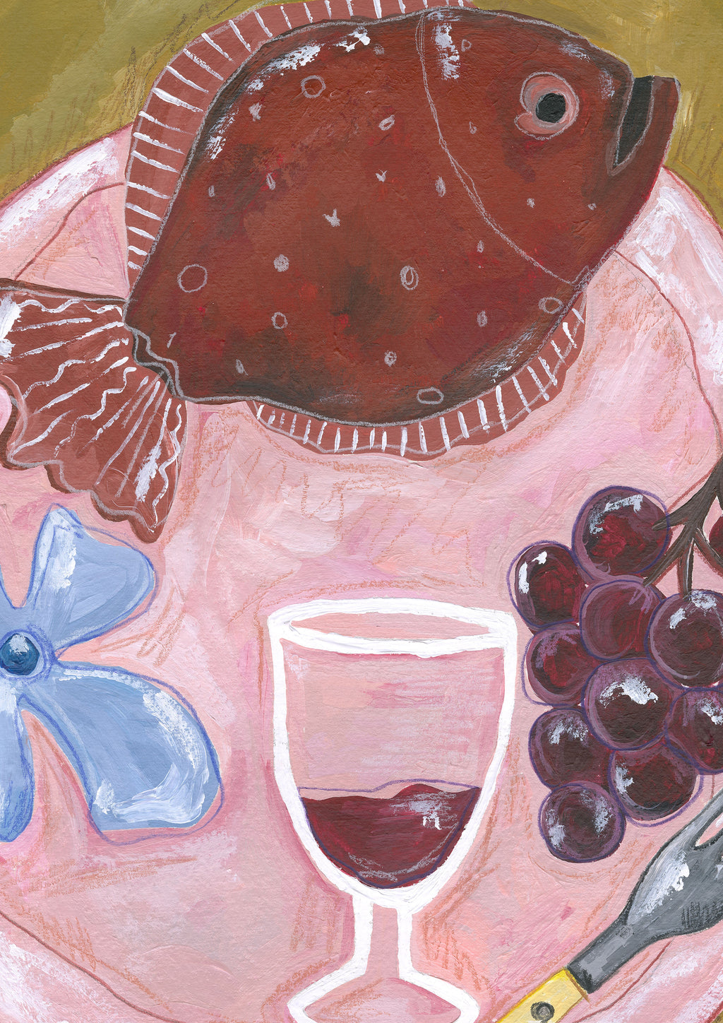 Frankie Penwill - Red Wine & Fish - A2 Print
