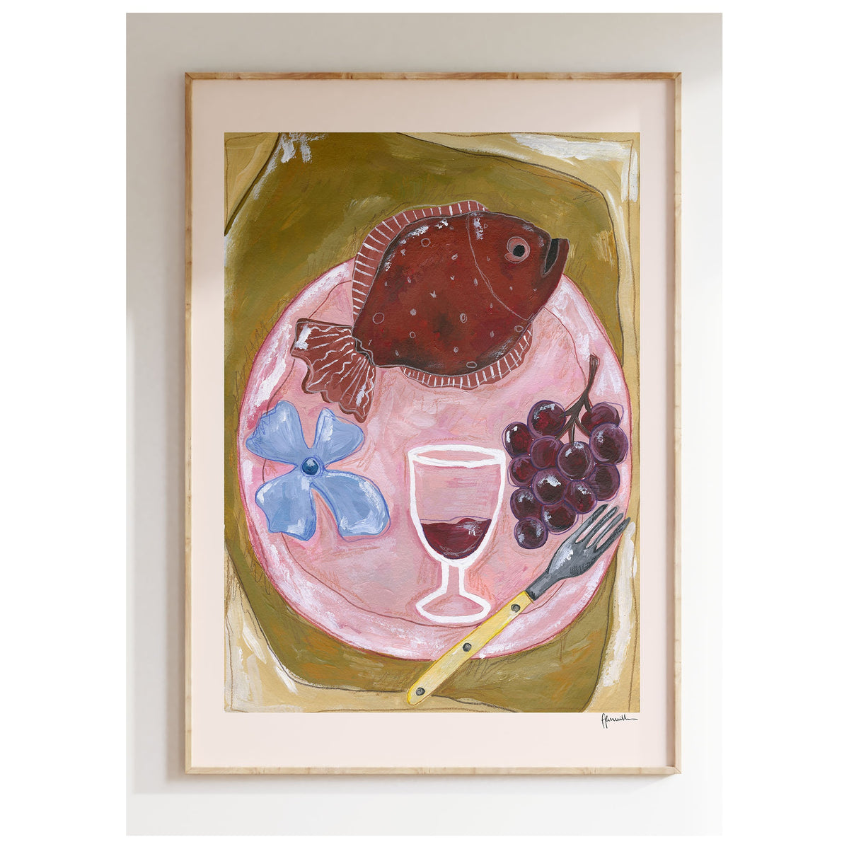 Frankie Penwill - Red Wine & Fish - A2 Print