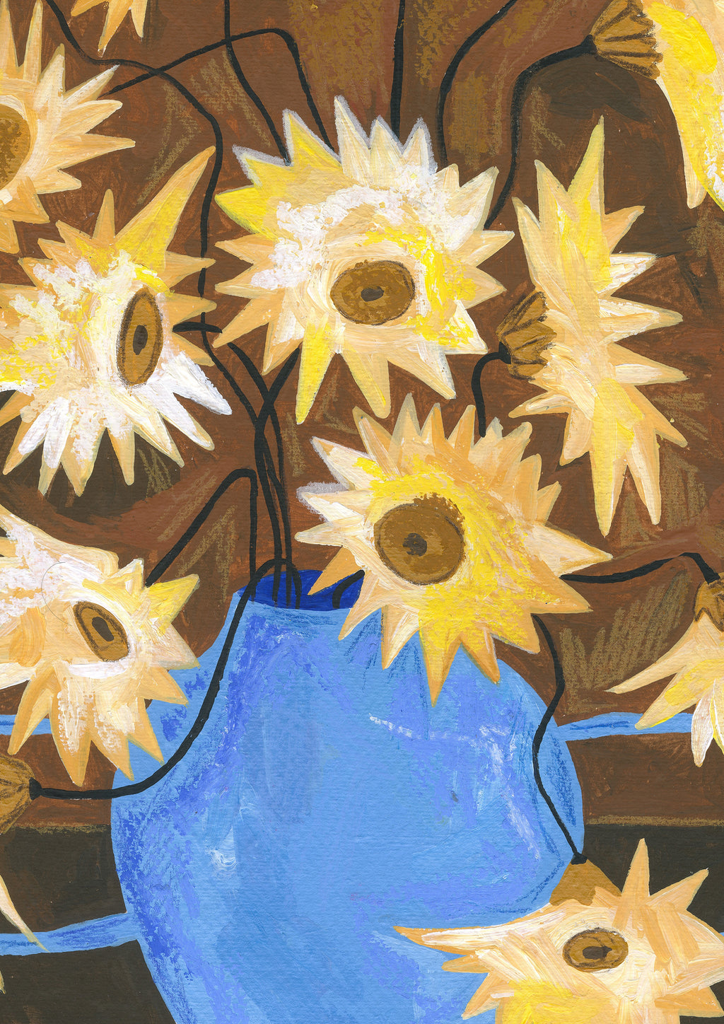 Frankie Penwill - Yellow Spiky Gerberas - A2 Print
