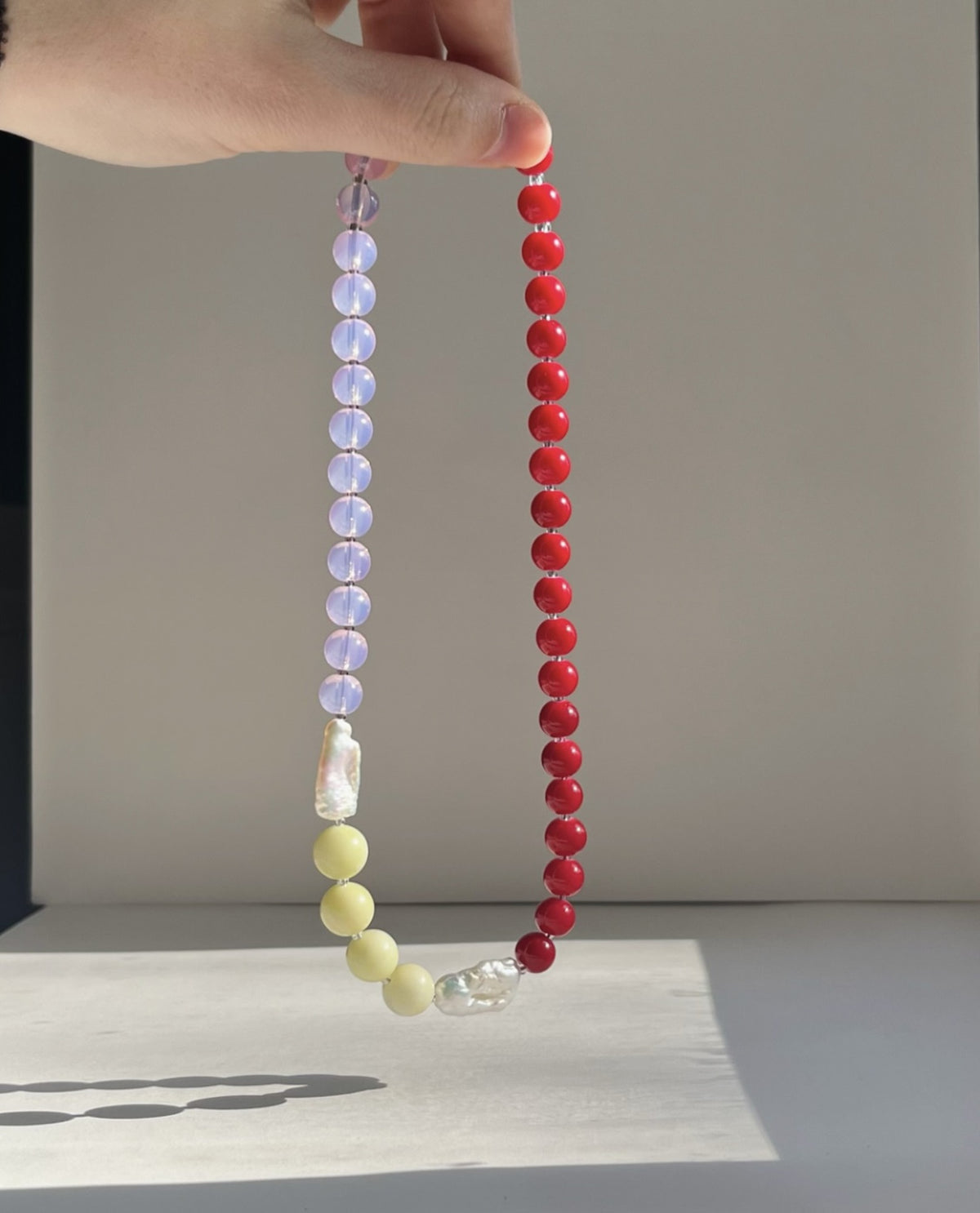 Hattie Buzzard - Macaroon Necklace - Lemon & Red