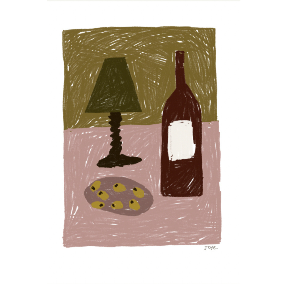 Jazmine Joye - Wine and Olives Still Life Sketch - A3