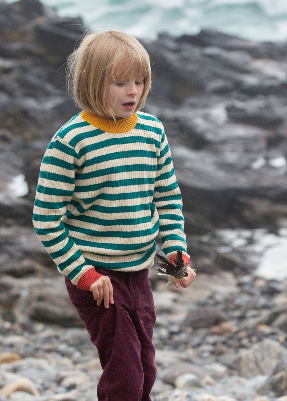 Little Green Radicals Everglade Striped Knitted Jumper