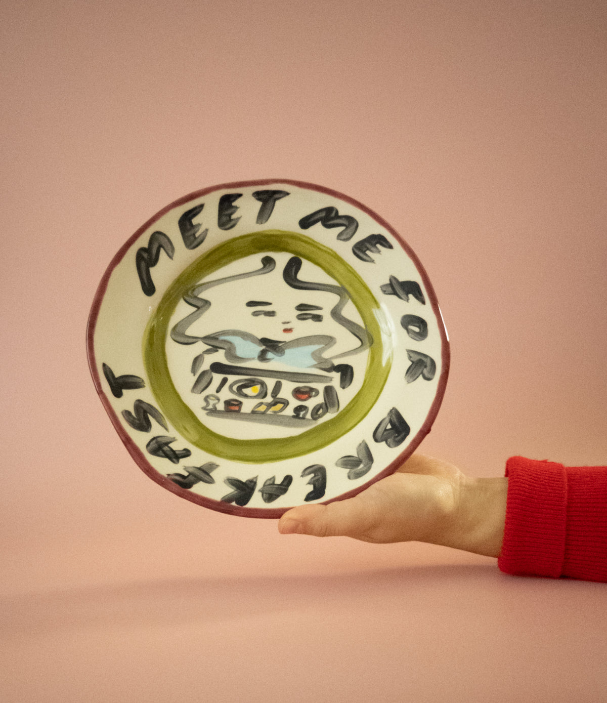 Tatiana Alida hand-painted Meet Me For Breakfast plate