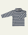 Pigeon Organics Breton Stripe Polo Neck Top in Deep Blue