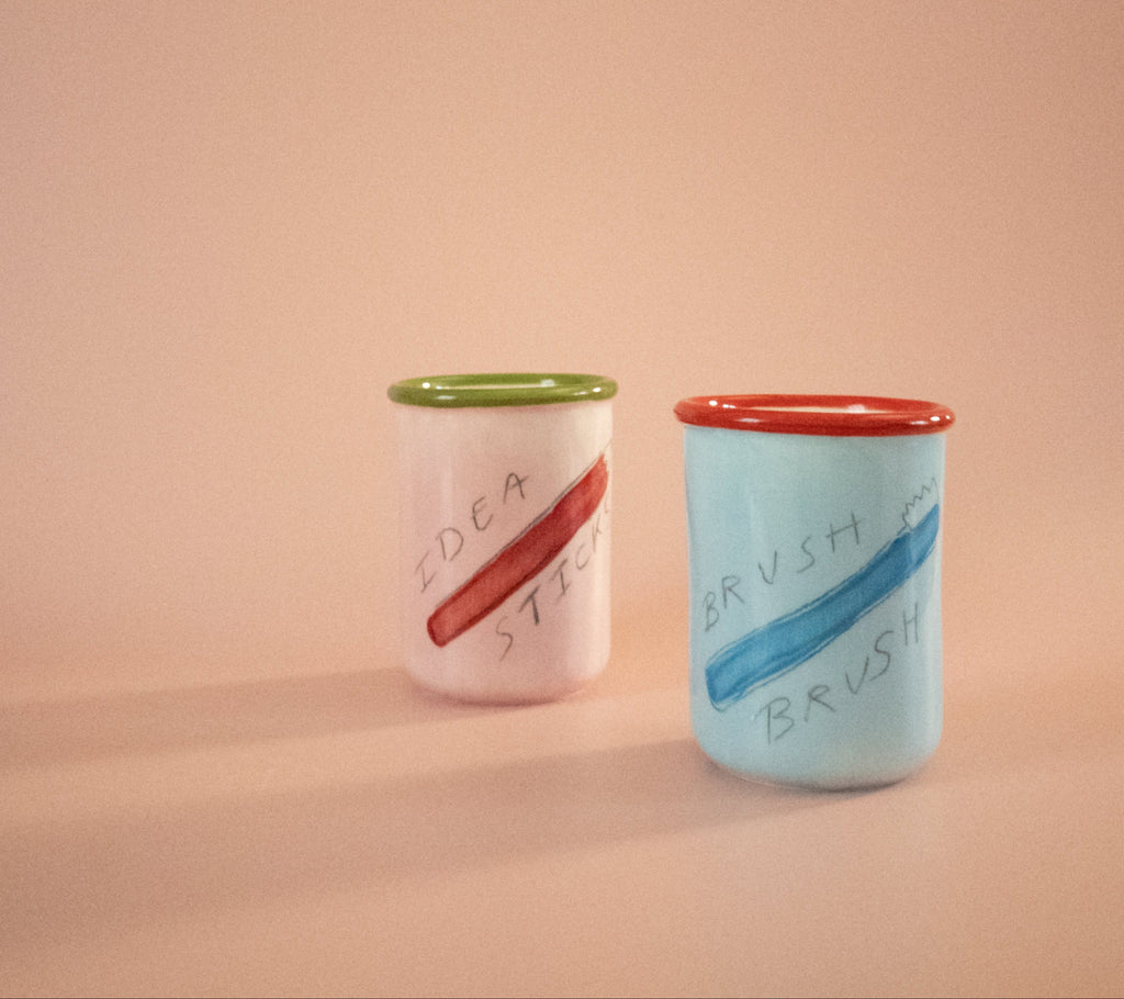 Tatiana Alida toothbrush cup and Idea Sticks pen pot together