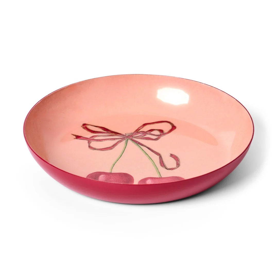 Roomytown - Cherries Round Enamel Tray