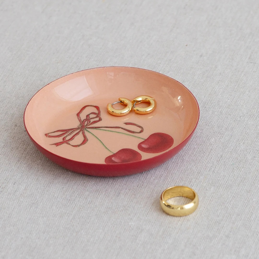 Roomytown - Cherries Round Enamel Tray