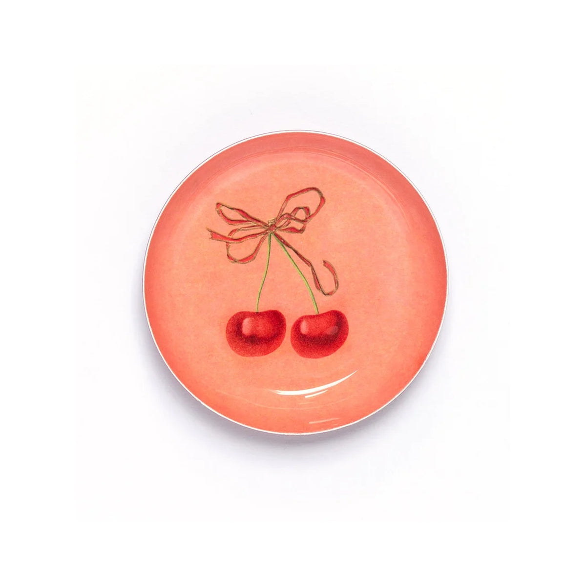 Roomytown - Cherries Round Enamel Tray