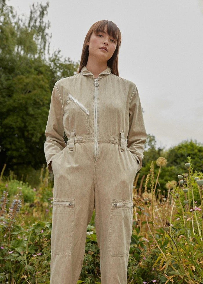 Seventy + Mochi Amelia All In One Jumpsuit in Sand Linen