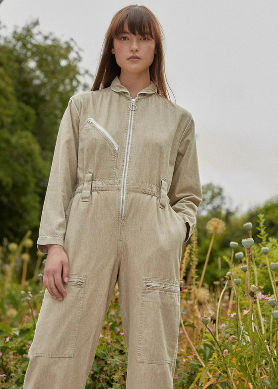 Seventy + Mochi Amelia All In One Jumpsuit in Sand Linen