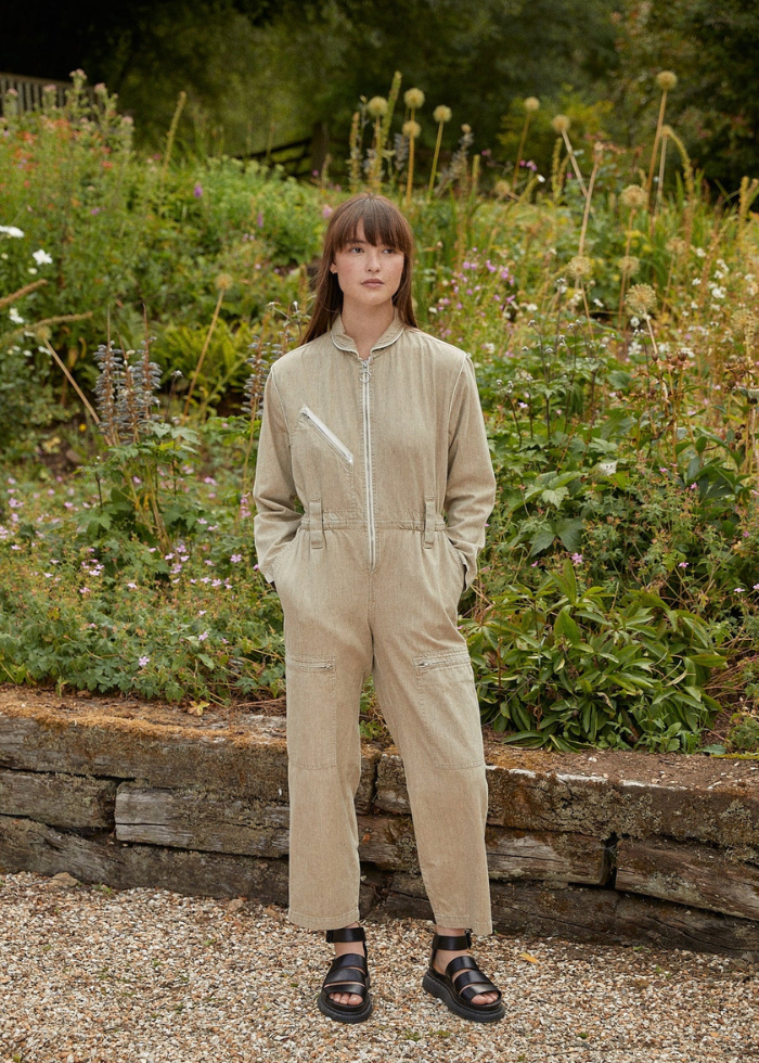 Seventy + Mochi Amelia All In One Jumpsuit in Sand Linen