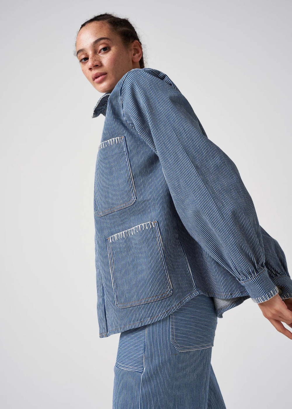 Seventy + Mochi Pablo Jacket in Striped Denim