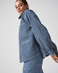 Seventy + Mochi Pablo Jacket in Striped Denim