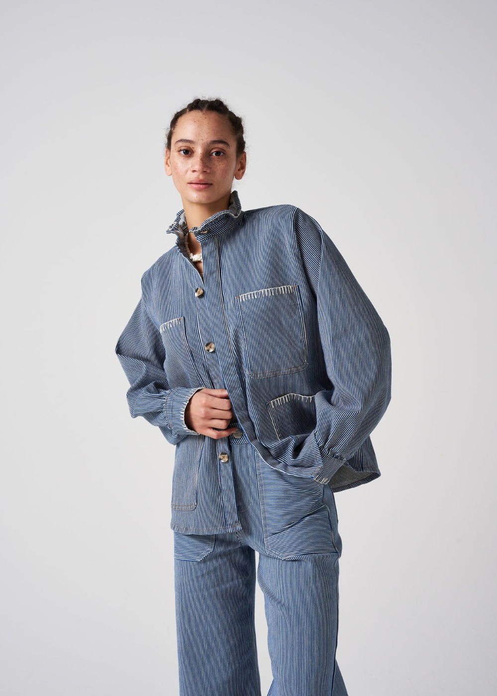 Seventy + Mochi Pablo Jacket in Striped Denim