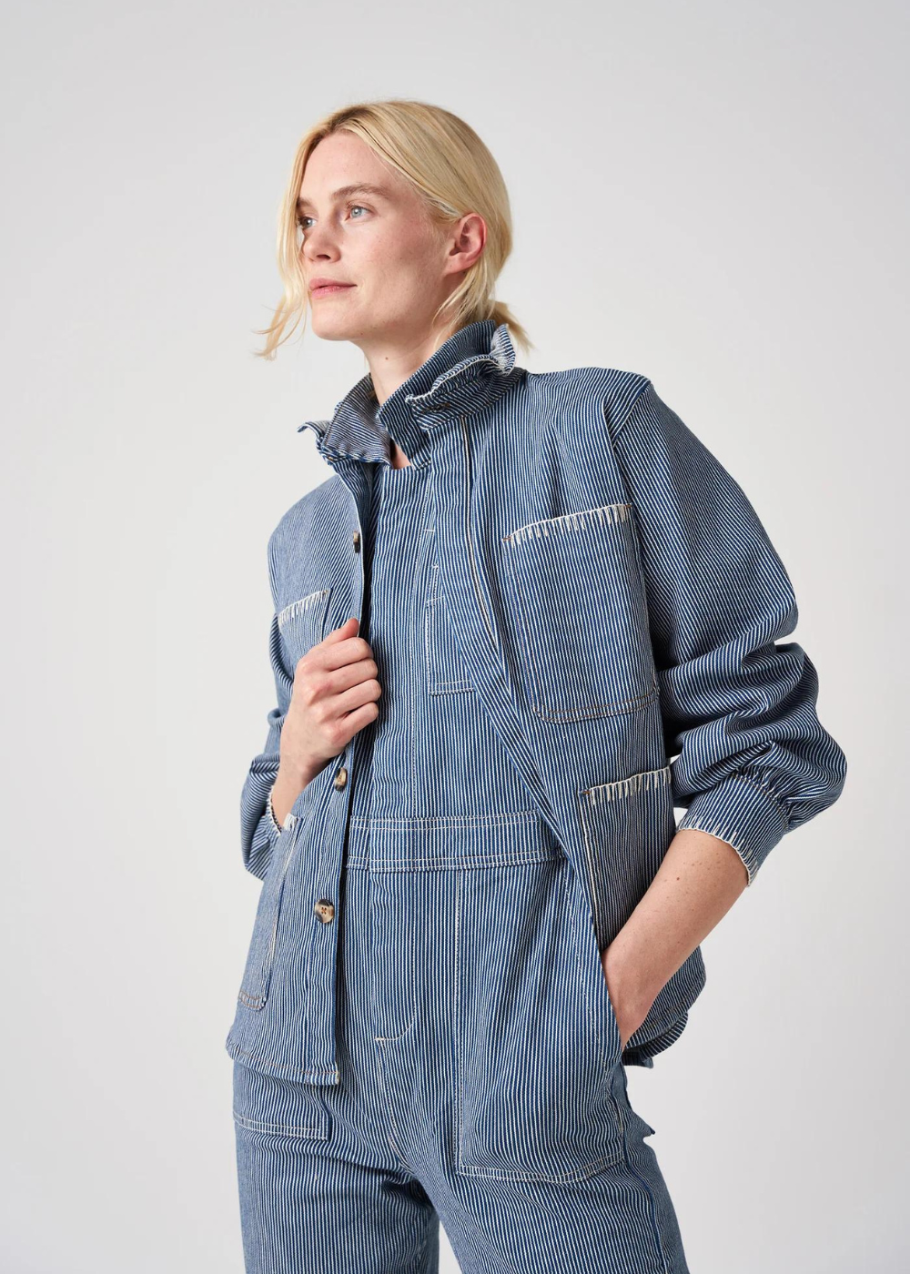 Seventy + Mochi Pablo Jacket in Striped Denim