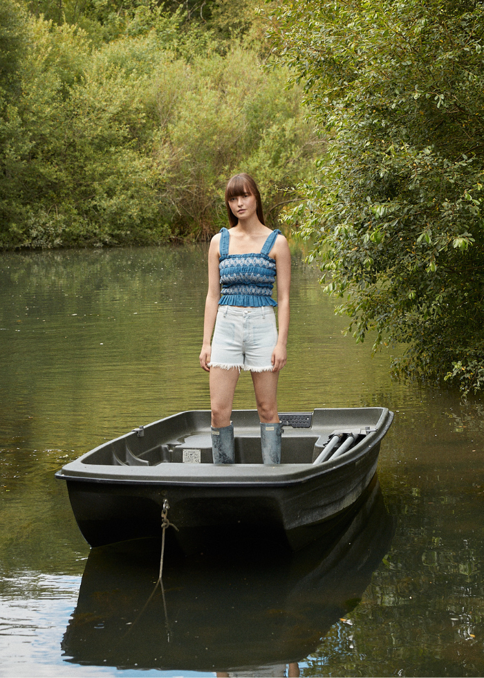 Seventy + Mochi Sally Tie Bandeau Vest in Washed Indigo