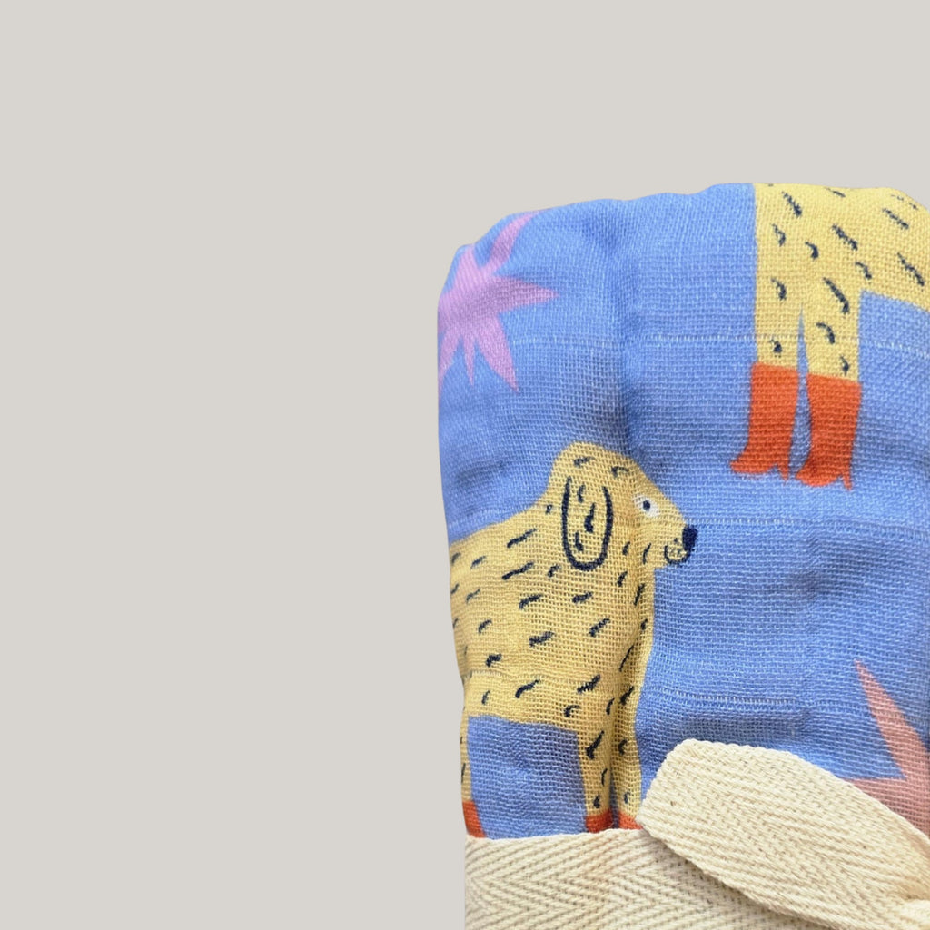 Solstice Stories - Large Organic Cotton Muslin Swaddle Blanket - Dogs