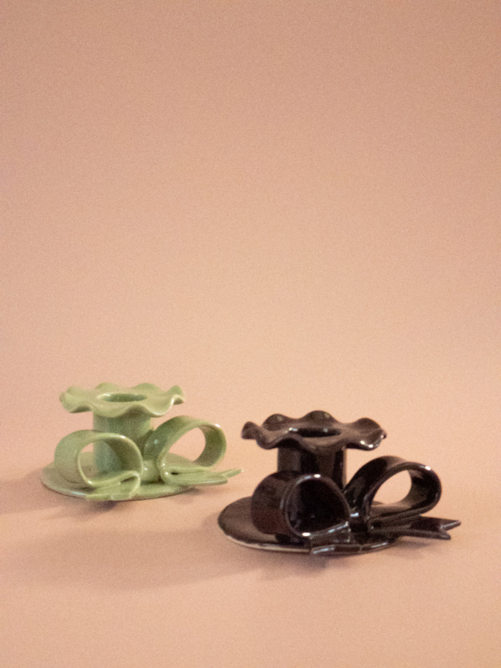 Superfluities fig bow candlestick, alternate view