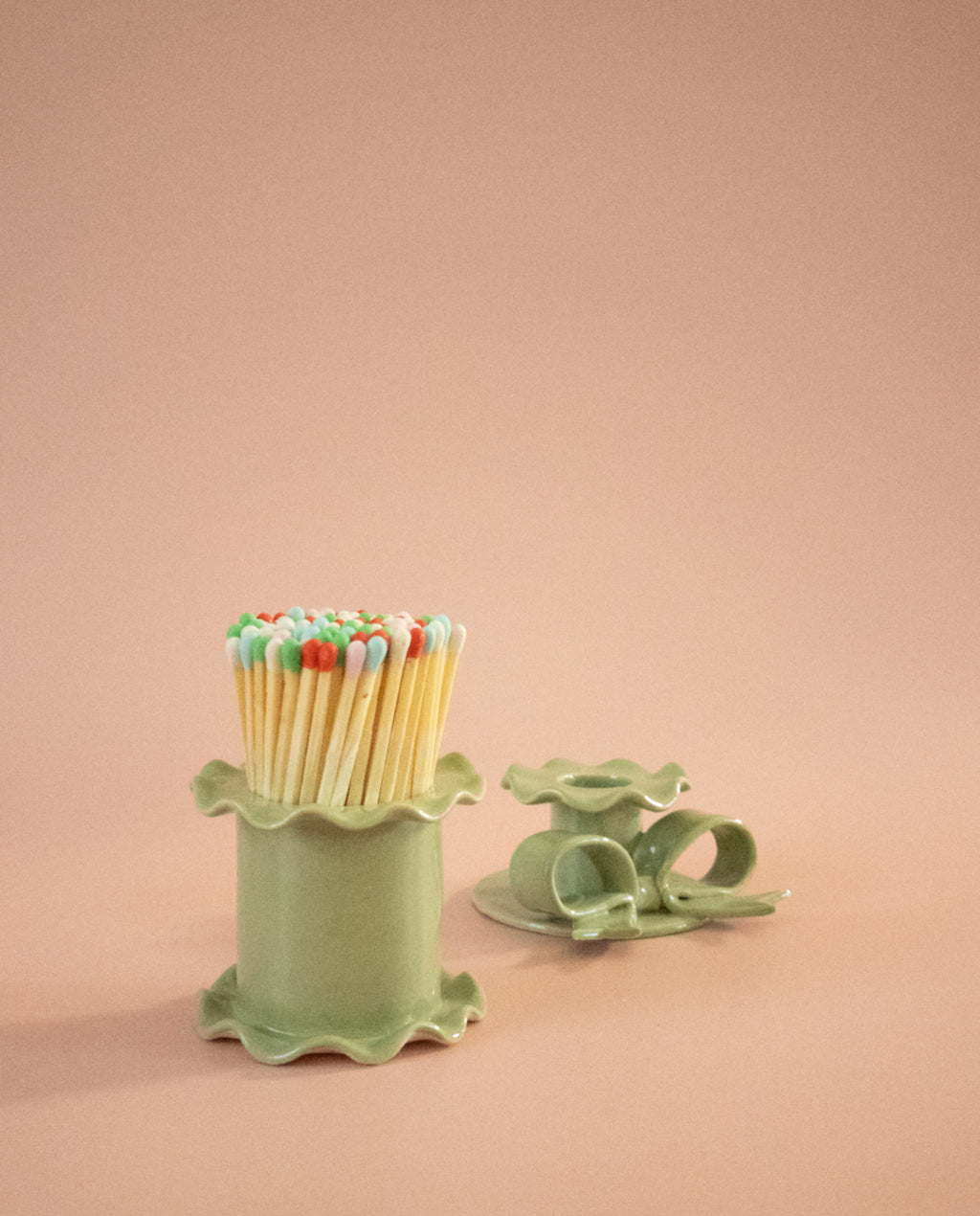 Superfluities pistachio matchstick holder, alternate view