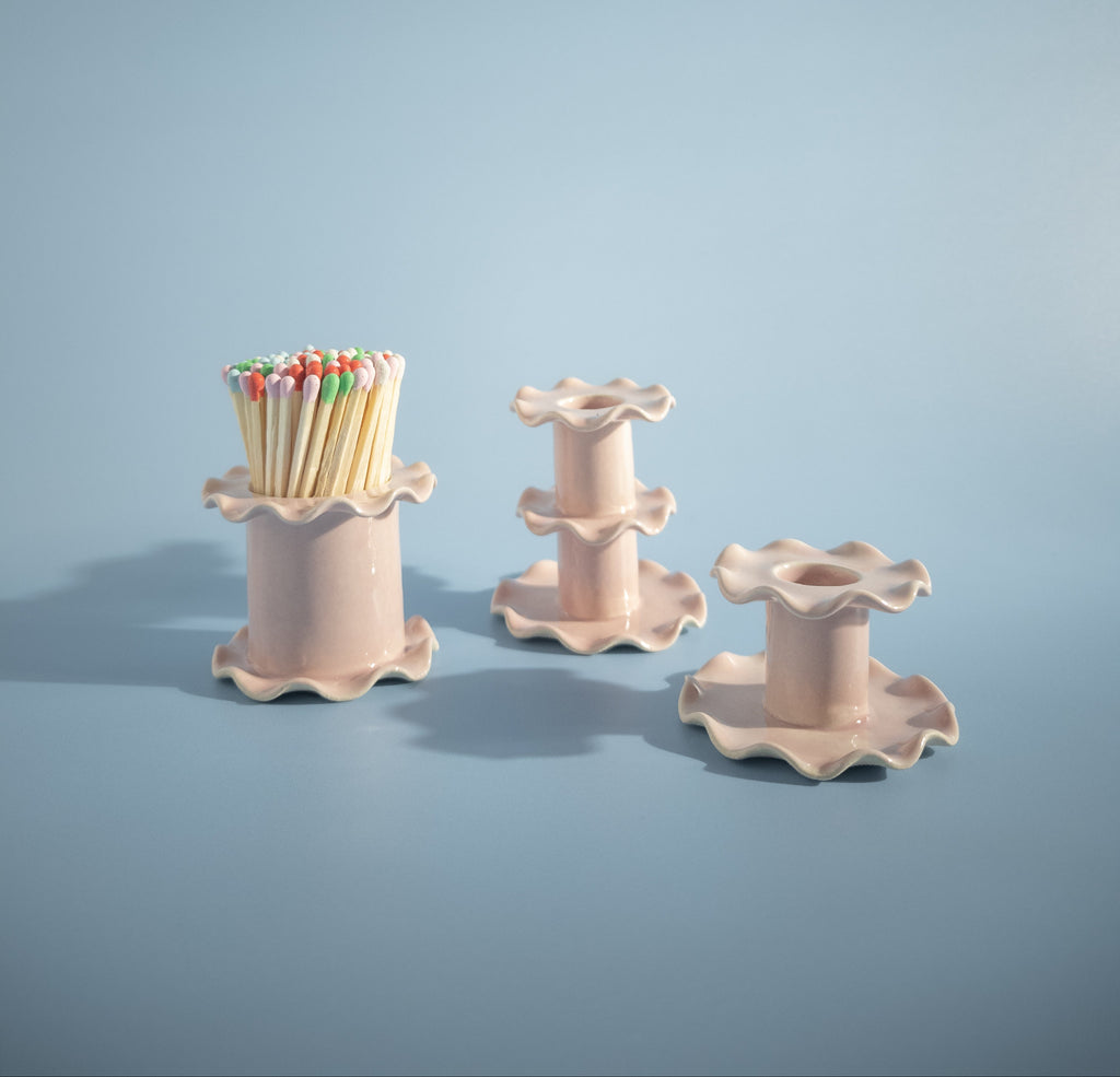 Superfluities - Medium Frill Candlestick - Pink
