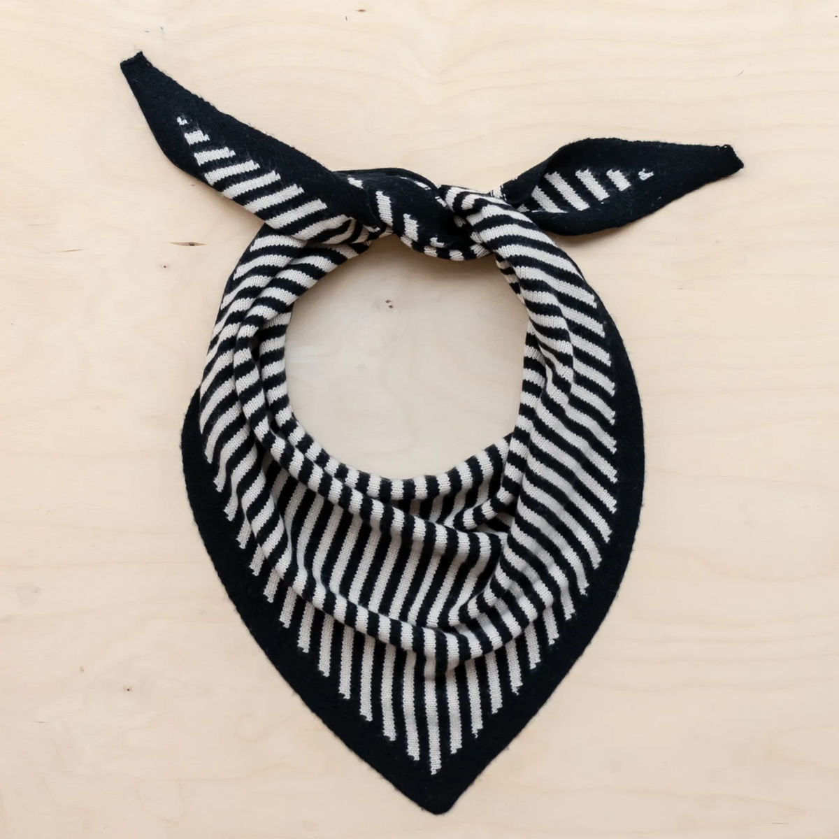 TBCo - Merino Triangle Scarf - Black Stripe