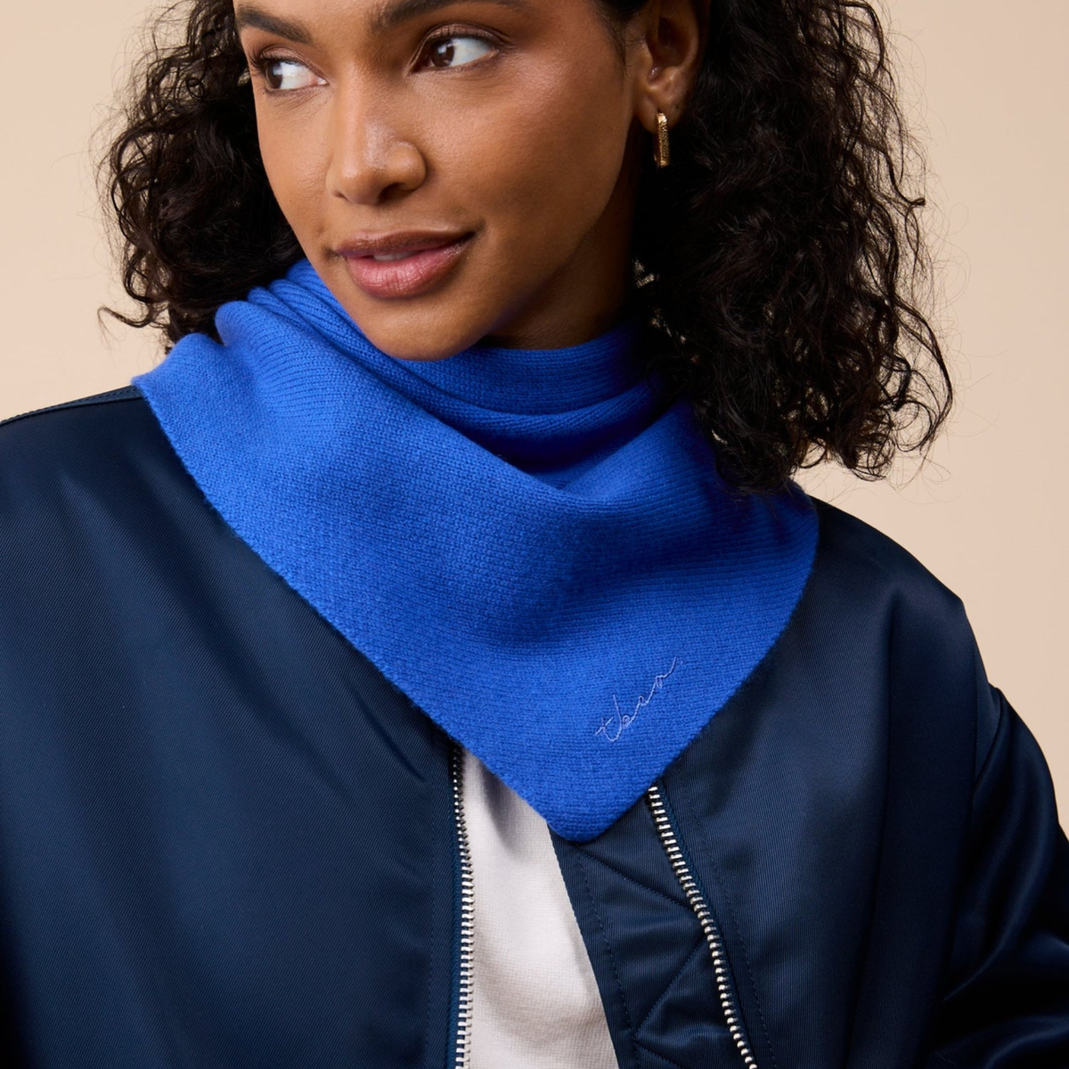 TBCo - Small Merino Wool Triangle Scarf - Cobalt