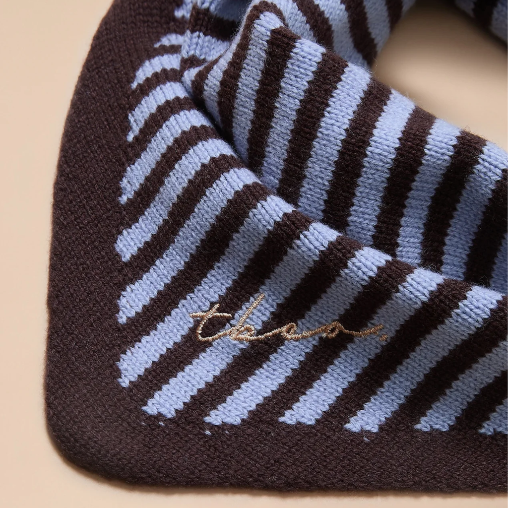 TBCo - Mini Merino Wool Triangle Scarf - Blue & Brown Stripe