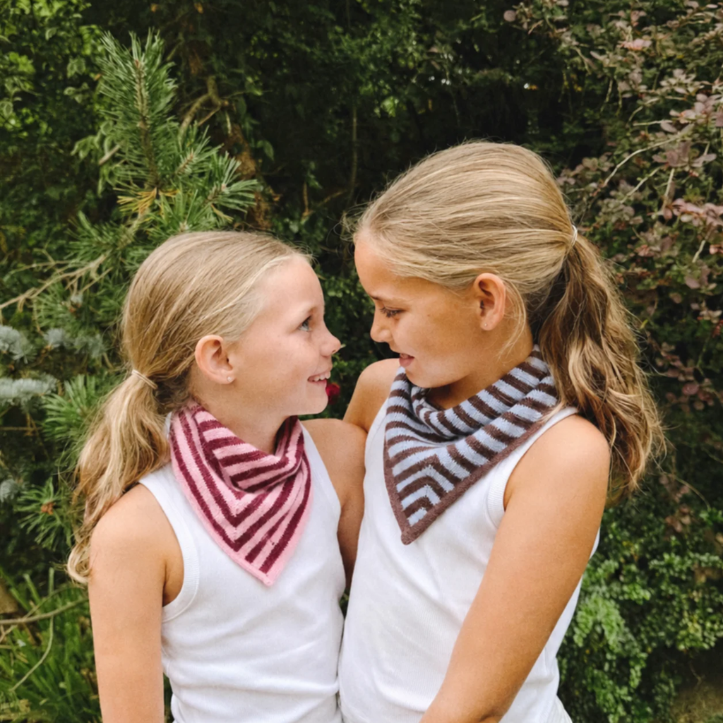 TBCo - Mini Merino Wool Triangle Scarf - Blue & Brown Stripe