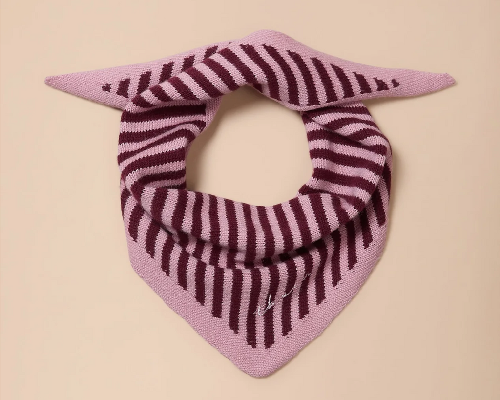 TBCo - Mini Merino Wool Triangle Scarf - Pink Stripe