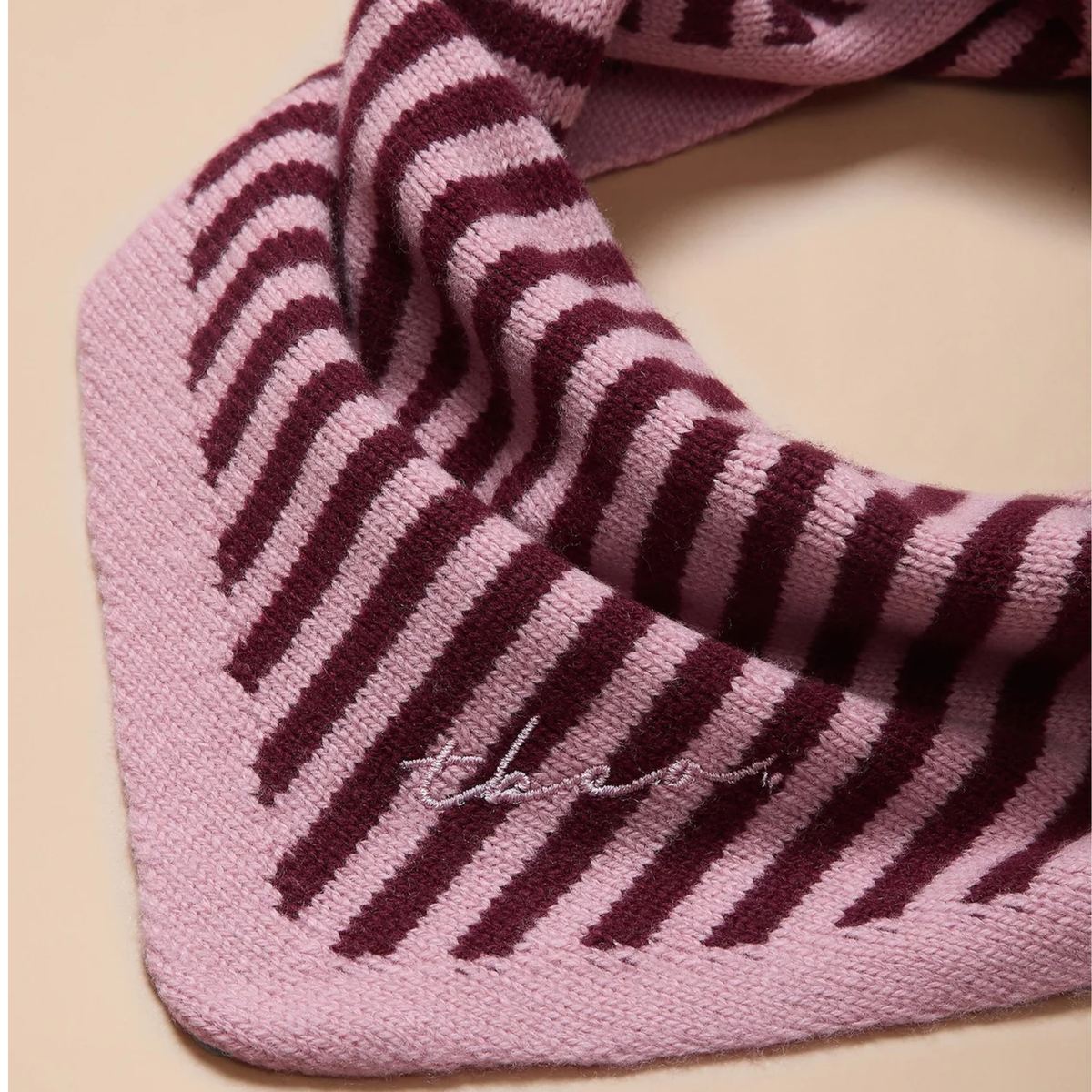 TBCo - Mini Merino Wool Triangle Scarf - Pink Stripe